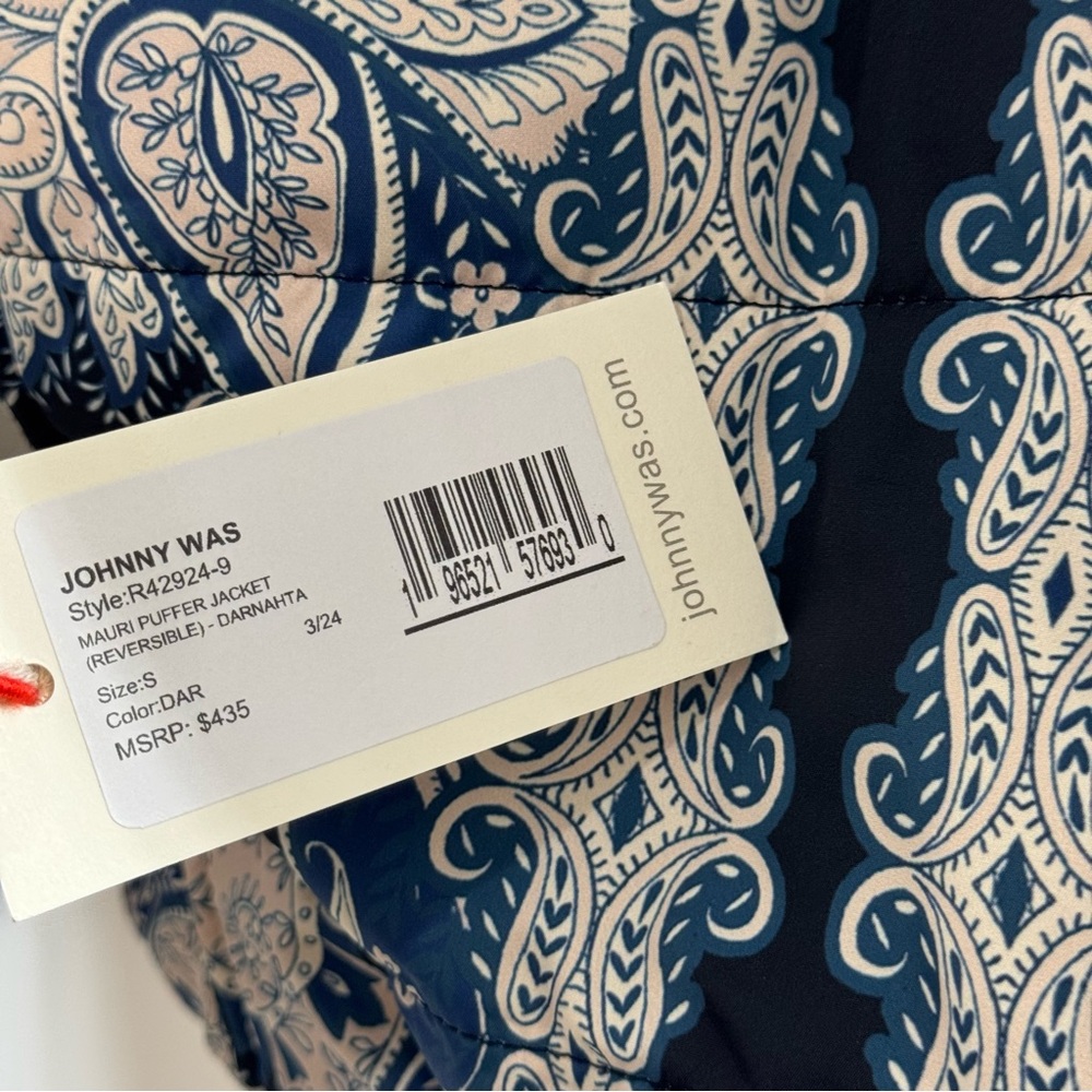 Johnny Was • Mauri Reversible Quilted Puffer Jacket Darnahta Scarf Print S NWT - Picture 14 of 16